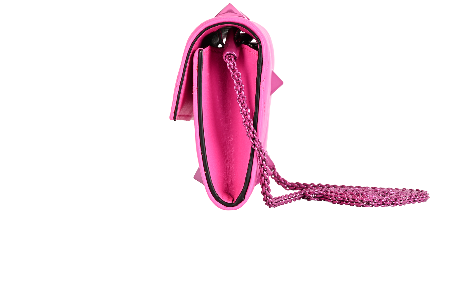 Roman Stud Wallet On Chain, &pound;295, Handbags, Pink, Leather, Bottom view